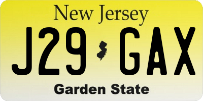 NJ license plate J29GAX