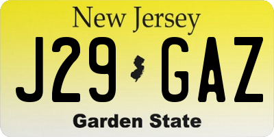 NJ license plate J29GAZ