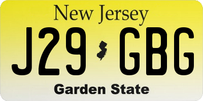 NJ license plate J29GBG