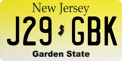 NJ license plate J29GBK
