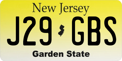 NJ license plate J29GBS