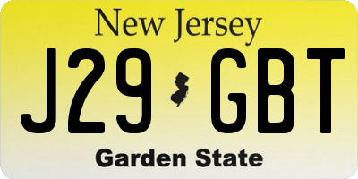 NJ license plate J29GBT