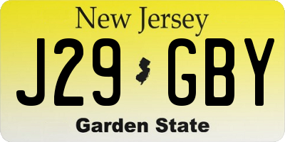 NJ license plate J29GBY