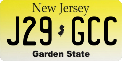 NJ license plate J29GCC