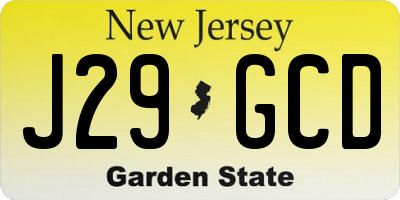 NJ license plate J29GCD