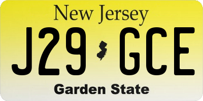 NJ license plate J29GCE