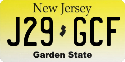 NJ license plate J29GCF