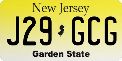 NJ license plate J29GCG