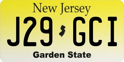 NJ license plate J29GCI