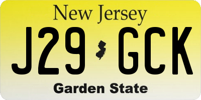 NJ license plate J29GCK