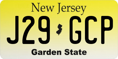 NJ license plate J29GCP