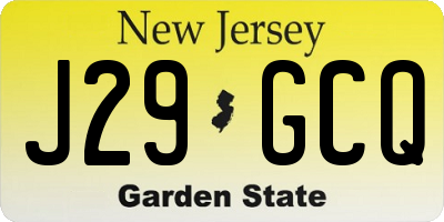 NJ license plate J29GCQ