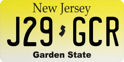 NJ license plate J29GCR