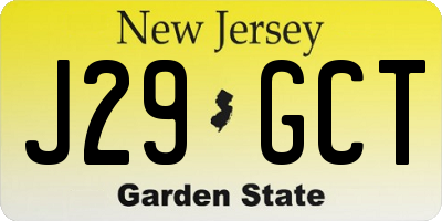 NJ license plate J29GCT