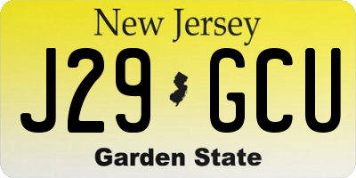 NJ license plate J29GCU