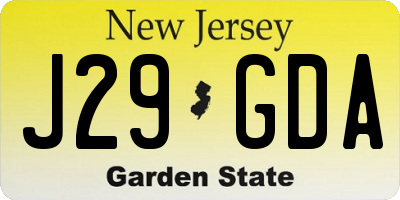 NJ license plate J29GDA