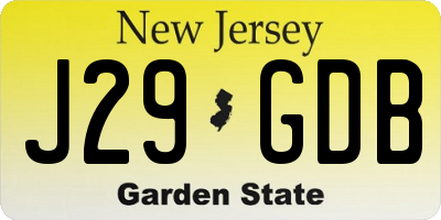 NJ license plate J29GDB