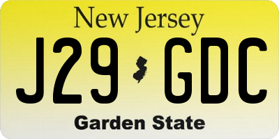NJ license plate J29GDC