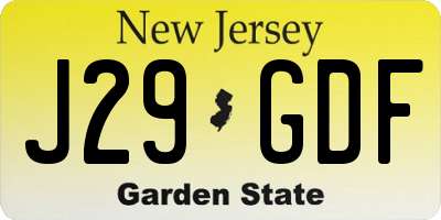 NJ license plate J29GDF