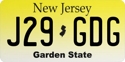 NJ license plate J29GDG