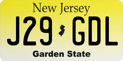 NJ license plate J29GDL