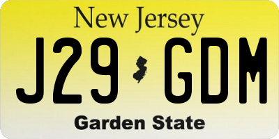 NJ license plate J29GDM