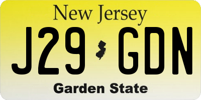 NJ license plate J29GDN