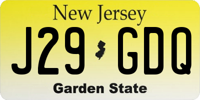 NJ license plate J29GDQ