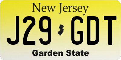 NJ license plate J29GDT