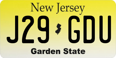 NJ license plate J29GDU