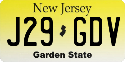NJ license plate J29GDV