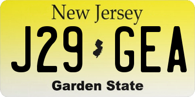 NJ license plate J29GEA