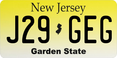NJ license plate J29GEG