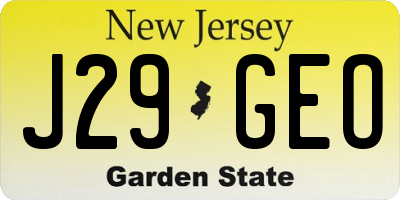 NJ license plate J29GEO