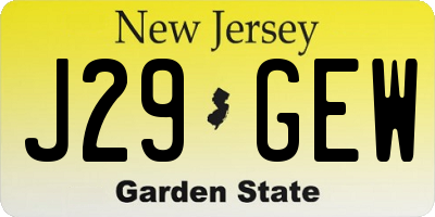 NJ license plate J29GEW