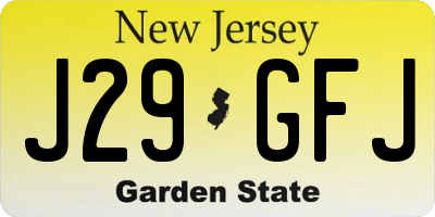 NJ license plate J29GFJ