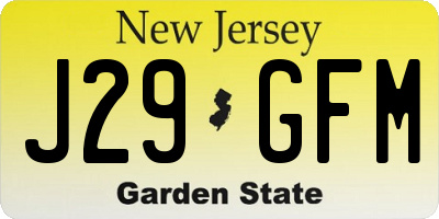 NJ license plate J29GFM