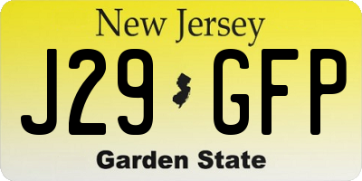 NJ license plate J29GFP