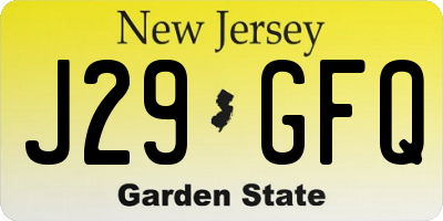 NJ license plate J29GFQ