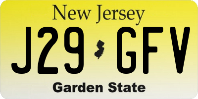NJ license plate J29GFV