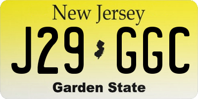 NJ license plate J29GGC