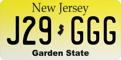 NJ license plate J29GGG