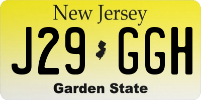 NJ license plate J29GGH