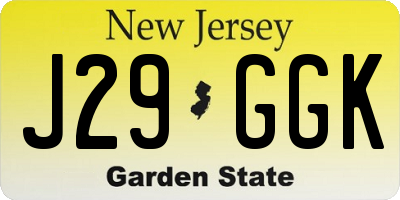 NJ license plate J29GGK