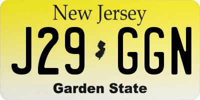 NJ license plate J29GGN
