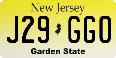 NJ license plate J29GGO