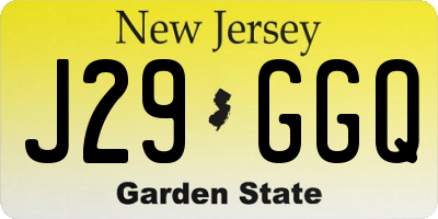 NJ license plate J29GGQ