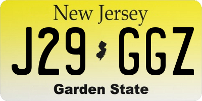 NJ license plate J29GGZ