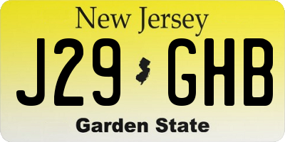 NJ license plate J29GHB