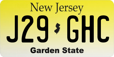 NJ license plate J29GHC